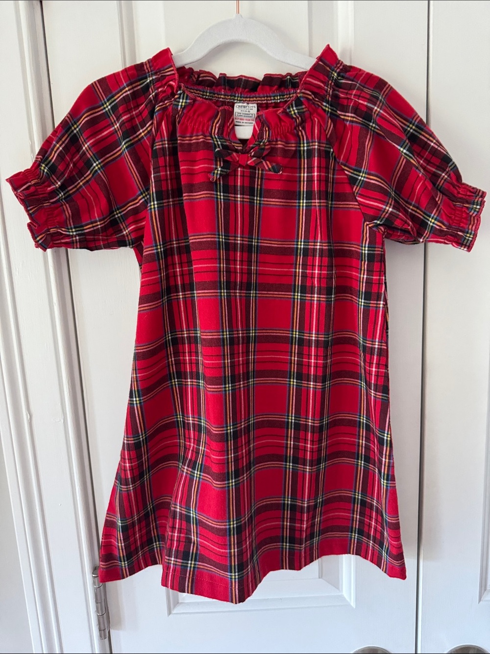 Crewcuts Red Plaid Puff Sleeve Nightgown for Kids